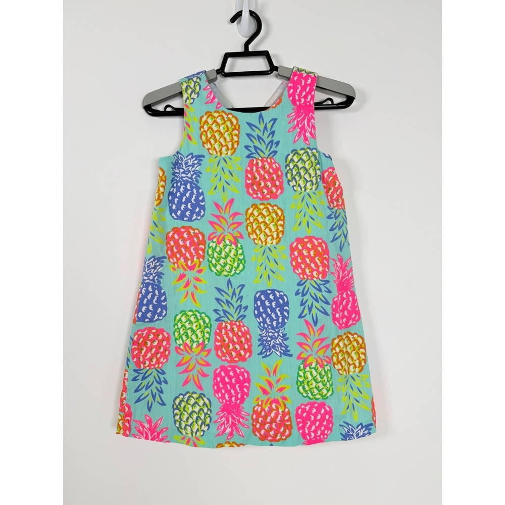 Tommy Bahama Dress Girls 8 Pineapple Shift Dress Tropical Preppy Hawaiian Neon